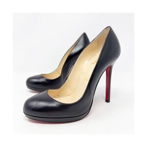 Christian Louboutin Filo Black Leather Platform Heels Womens Size EU 37.5